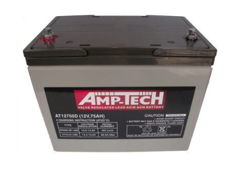 AMPTECH AT12750D 12 Volt 75AH VRLA AGM Battery