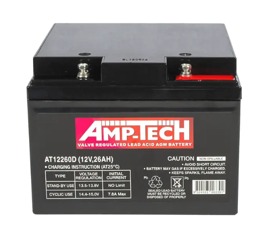 AMPTECH AT12260D 12 Volt 26AH VRLA AGM Battery
