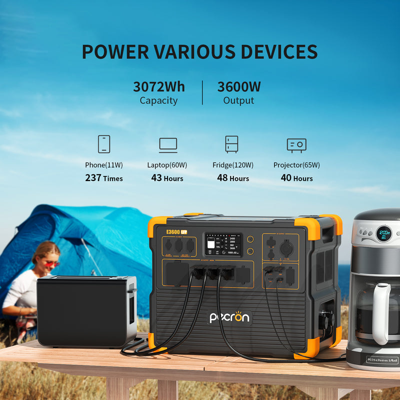Pecron E3600LFP Portable Power Station | 3200W 3600Wh