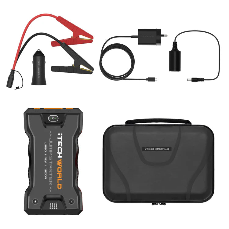 iTechWorld Lithium Jump Starter and Backup Power Bank with Heavy-Duty Case 1500A