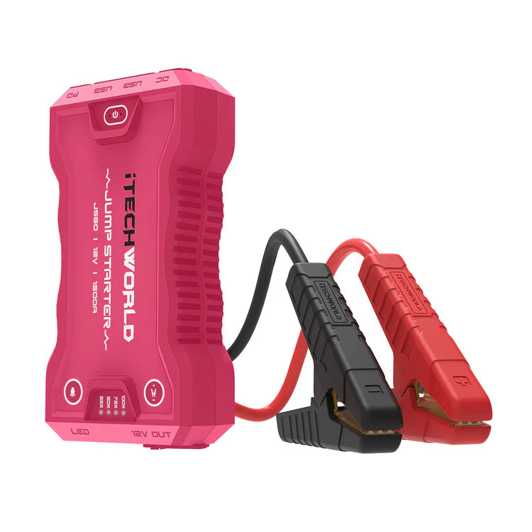 iTechWorld Limited Edition Pink JS60 Lithium Jump Starter and Backup Power Bank with Heavy-Duty Case 1500A