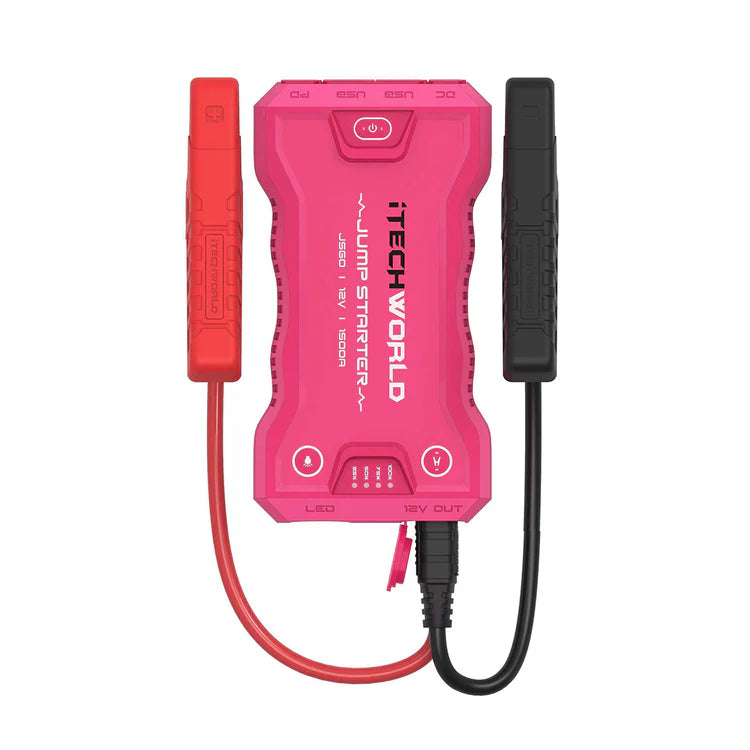 iTechWorld Limited Edition Pink JS60 Lithium Jump Starter and Backup Power Bank with Heavy-Duty Case 1500A