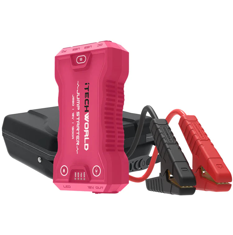 iTechWorld Limited Edition Pink JS60 Lithium Jump Starter and Backup Power Bank with Heavy-Duty Case 1500A